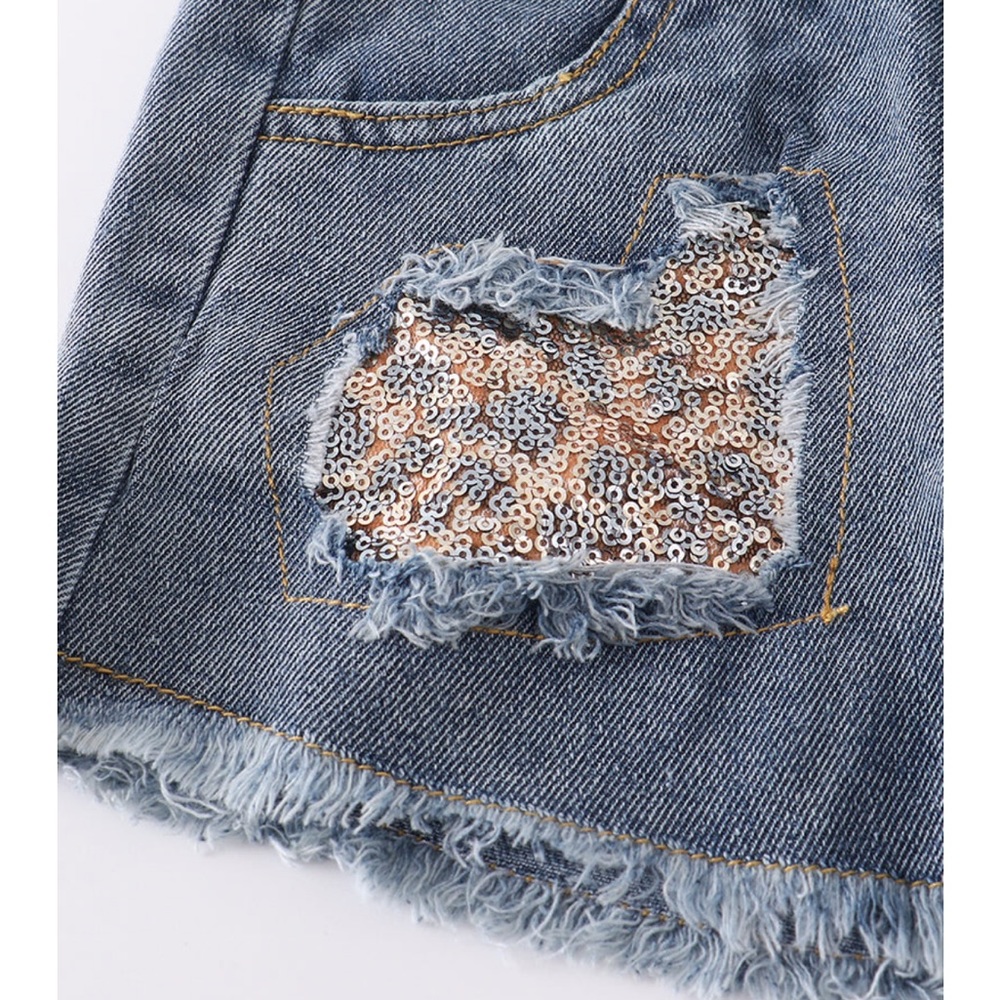 NWT- girls size (4T). Back to school leopard 🐆 pencil ✏️ denim short set - Picture 4 of 6